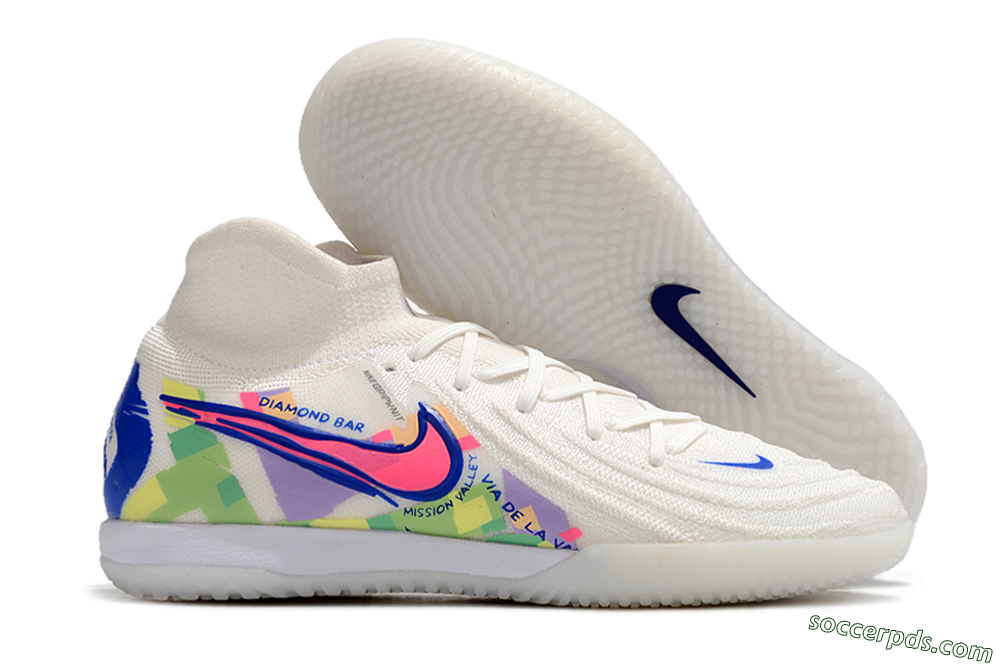Nike Phantom Luna Elite NU IC High-Tops Football Shoes - White/Blue/Pink/Yellow 1