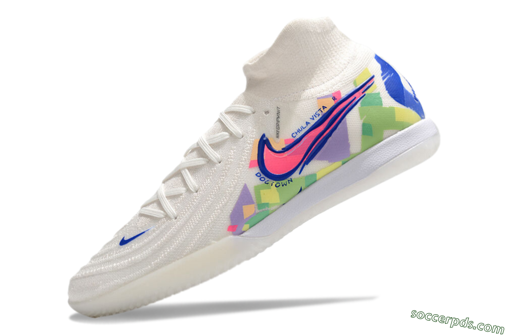 Nike Phantom Luna Elite NU IC High-Tops Football Shoes - White/Blue/Pink/Yellow 5