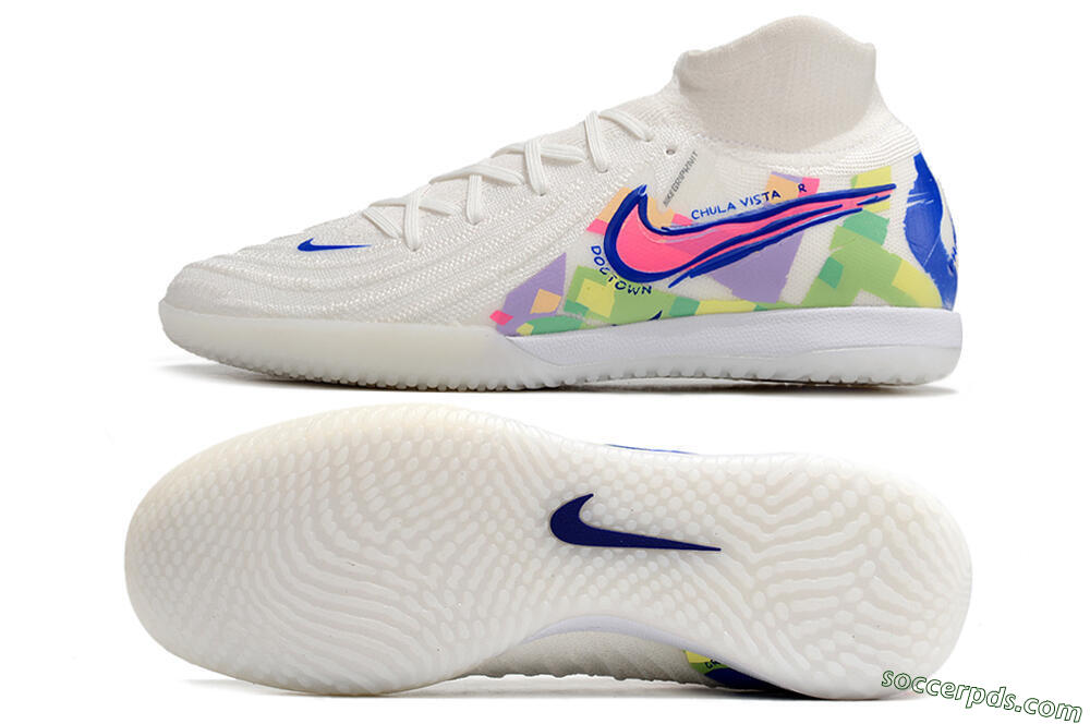 Nike Phantom Luna Elite NU IC High-Tops Football Shoes - White/Blue/Pink/Yellow 0