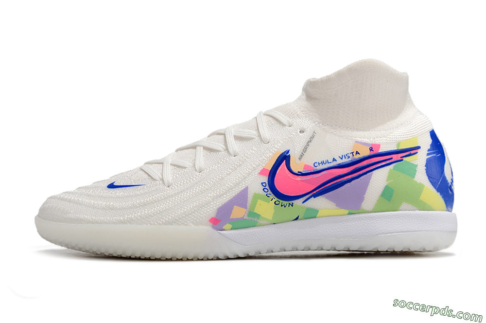 Nike Phantom Luna Elite NU IC High-Tops Football Shoes - White/Blue/Pink/Yellow 2