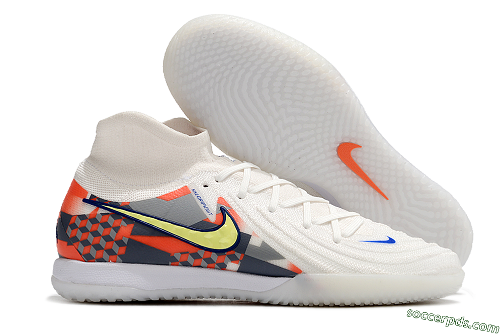 Nike Phantom Luna Elite NU IC High-Tops Football Shoes - White/Yellow/Blue/Orange 1