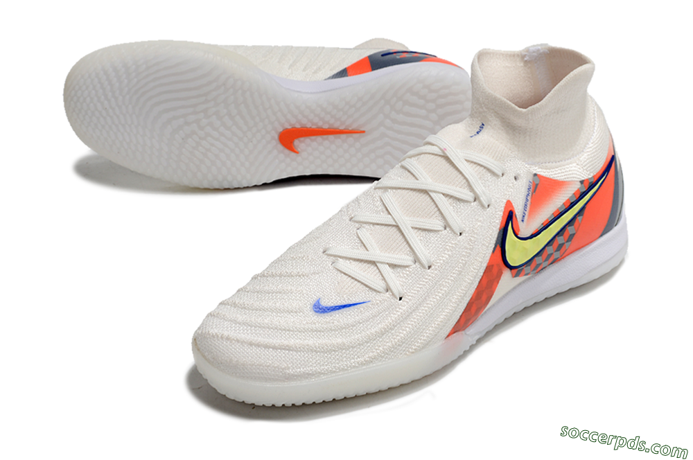 Nike Phantom Luna Elite NU IC High-Tops Football Shoes - White/Yellow/Blue/Orange 3