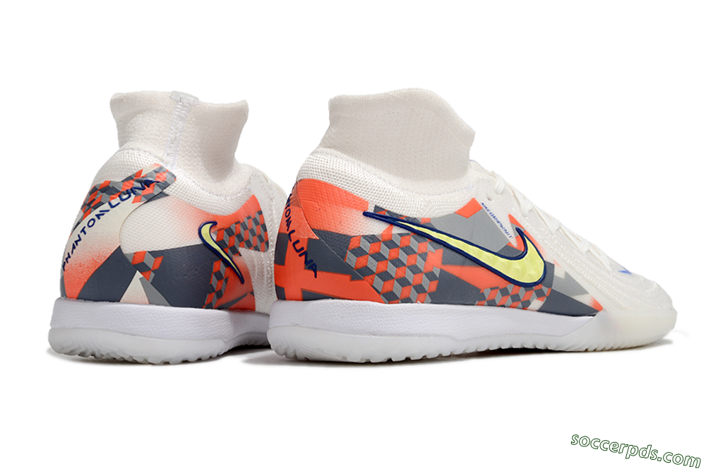 Nike Phantom Luna Elite NU IC High-Tops Football Shoes - White/Yellow/Blue/Orange 6