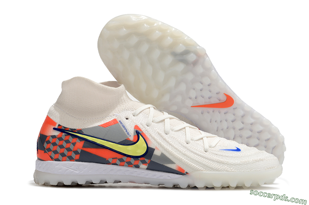 Nike Phantom Luna Elite NU TF High-Tops Football Shoes - White/Yellow/Blue/Orange 1