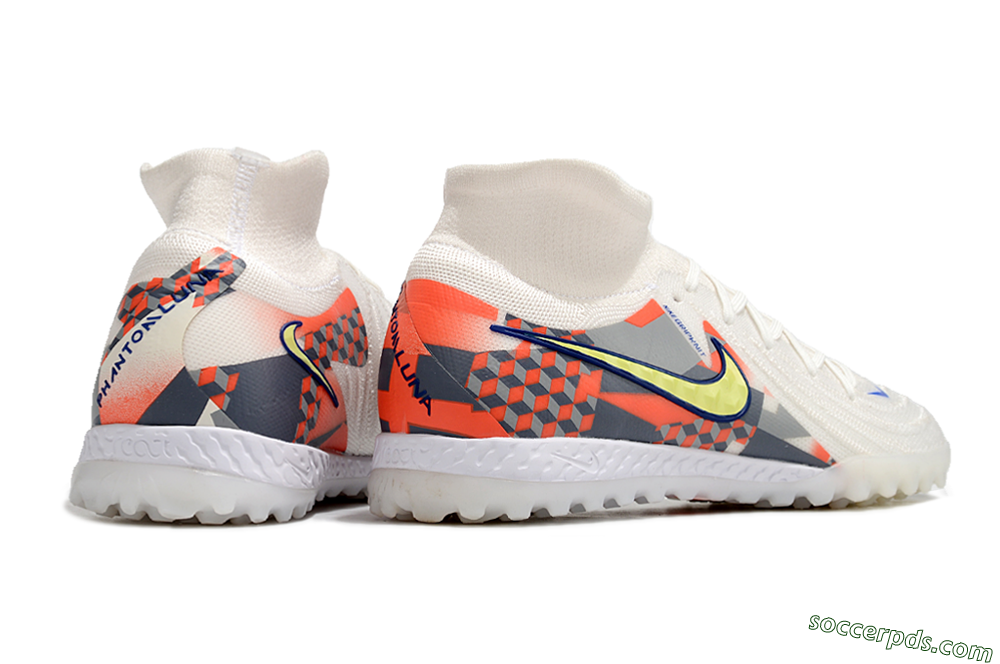 Nike Phantom Luna Elite NU TF High-Tops Football Shoes - White/Yellow/Blue/Orange 6