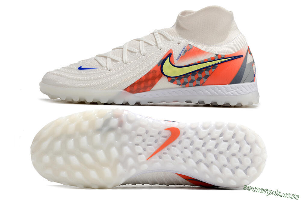 Nike Phantom Luna Elite NU TF High-Tops Football Shoes - White/Yellow/Blue/Orange 0