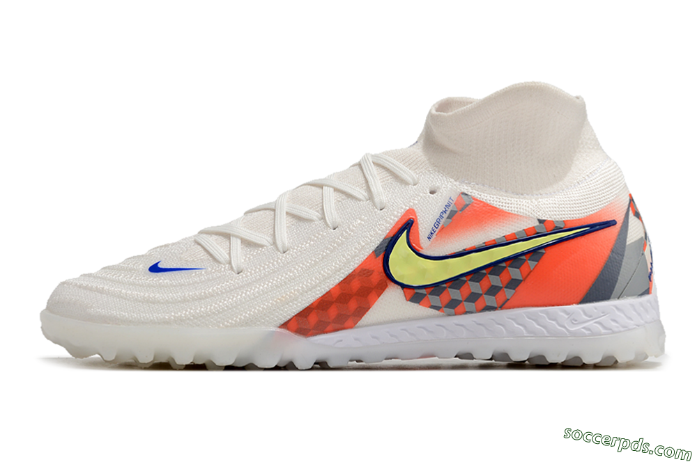 Nike Phantom Luna Elite NU TF High-Tops Football Shoes - White/Yellow/Blue/Orange 2