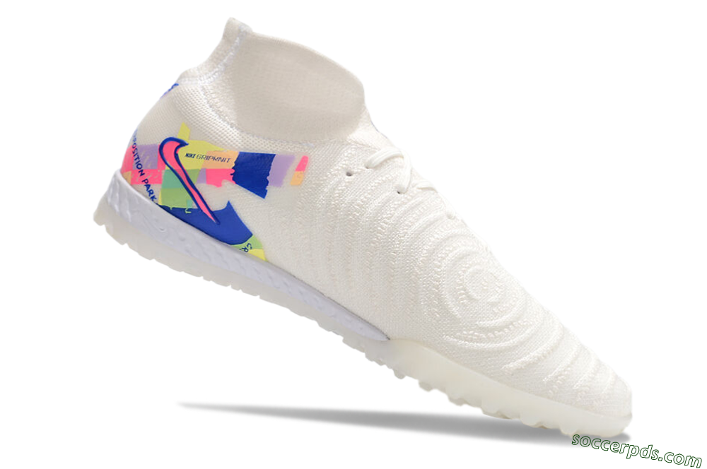 Nike Phantom Luna Elite NU TF High-Tops Football Shoes - White/Blue/Pink/Yellow 4
