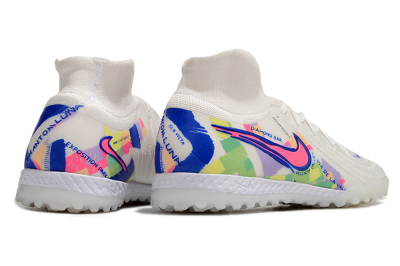 Nike Phantom Luna Elite NU TF High-Tops Football Shoes - White/Blue/Pink/Yellow