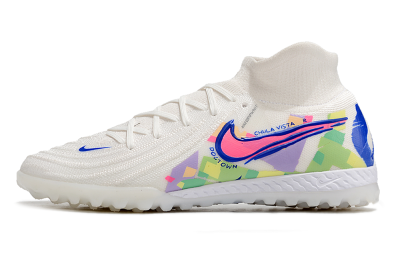 Nike Phantom Luna Elite NU TF High-Tops Football Shoes - White/Blue/Pink/Yellow
