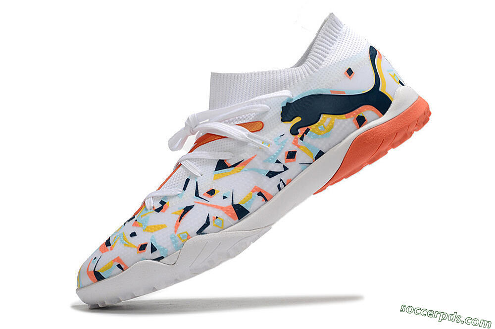 Puma Future X Powercat Tokyo Match TF Low-Tops Football Shoes - White/Orange/Black/Blue 5