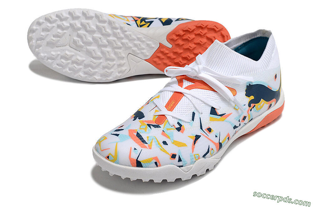 Puma Future X Powercat Tokyo Match TF Low-Tops Football Shoes - White/Orange/Black/Blue 3