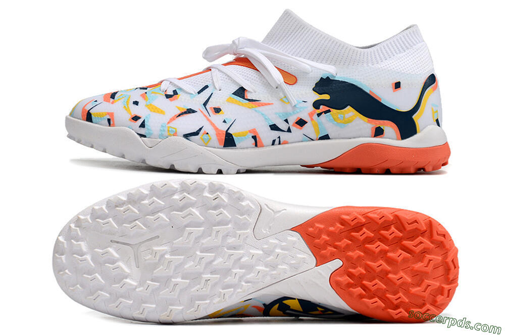 Puma Future X Powercat Tokyo Match TF Low-Tops Football Shoes - White/Orange/Black/Blue 0