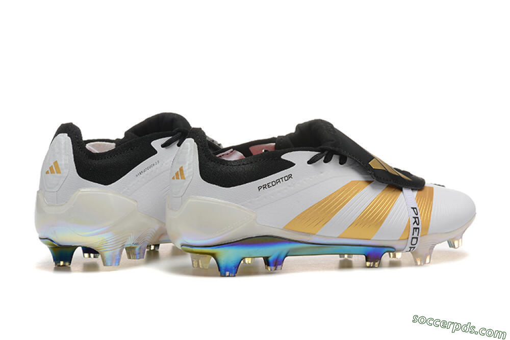 Adidas Predator Elite Foldover Tongue FG Low-Tops Football Boots - White/Black/Gold 9