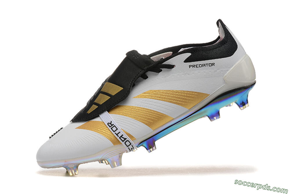 Adidas Predator Elite Foldover Tongue FG Low-Tops Football Boots - White/Black/Gold 8