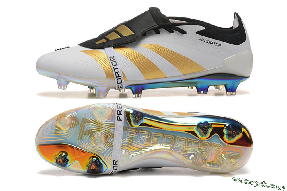 Adidas Predator Elite Foldover Tongue FG Low-Tops Football Boots - White/Black/Gold 0