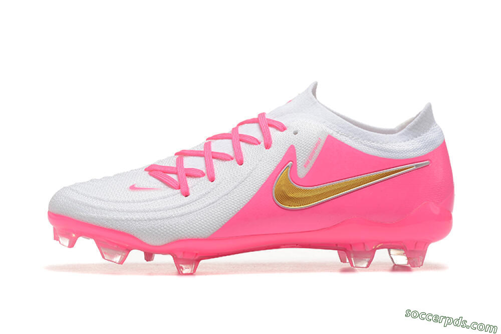 Nike Phantom Luna Elite NU FG Low-Tops Football Boots - White/Pink/Gold 2