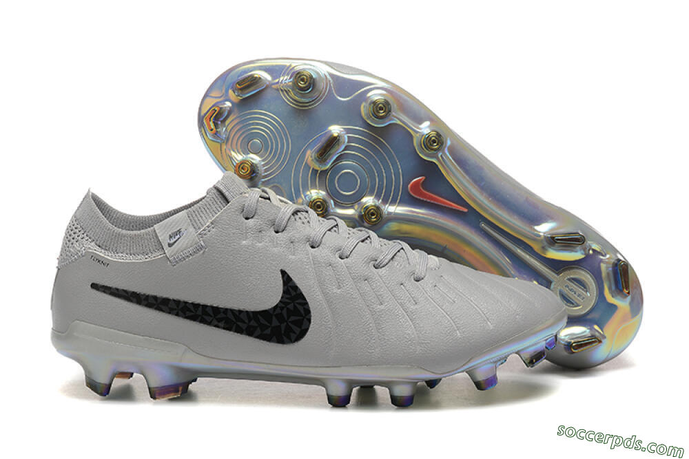 Nike Tiempo Legend 10 Elite FG Low-Tops Football Boots - Grey/Black/Silver 1