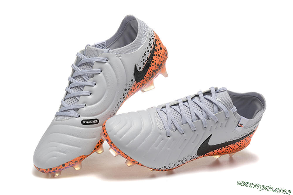 Nike Tiempo Legend 10 Elite FG Low-Tops Football Boots - Grey/Orange/Black 6