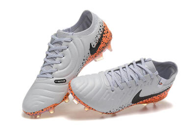Nike Tiempo Legend 10 Elite FG Low-Tops Football Boots - Grey/Orange/Black
