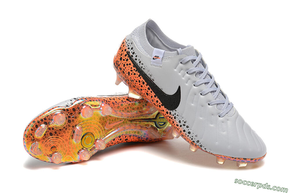 Nike Tiempo Legend 10 Elite FG Low-Tops Football Boots - Grey/Orange/Black 4