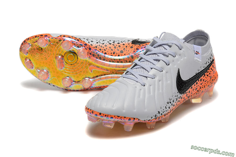 Nike Tiempo Legend 10 Elite FG Low-Tops Football Boots - Grey/Orange/Black 3