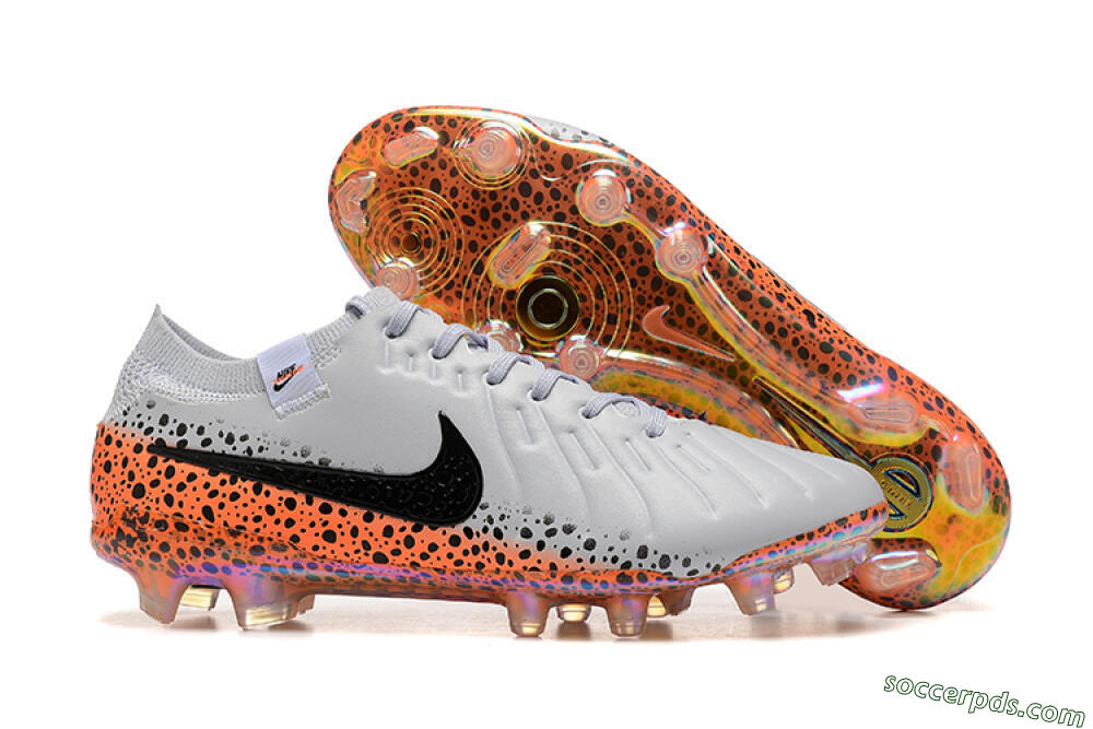 Nike Tiempo Legend 10 Elite FG Low-Tops Football Boots - Grey/Orange/Black 1
