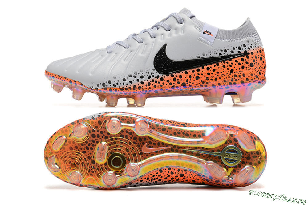 Nike Tiempo Legend 10 Elite FG Low-Tops Football Boots - Grey/Orange/Black 0
