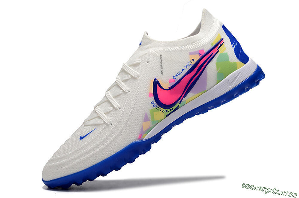 Nike Phantom Luna Elite TF Low-Tops Football Shoes - White/Blue/Pink/Yellow 5