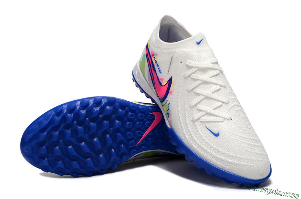 Nike Phantom Luna Elite TF Low-Tops Football Shoes - White/Blue/Pink/Yellow 3