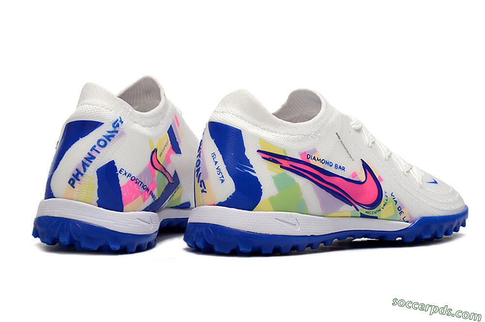 Nike Phantom Luna Elite TF Low-Tops Football Shoes - White/Blue/Pink/Yellow 6