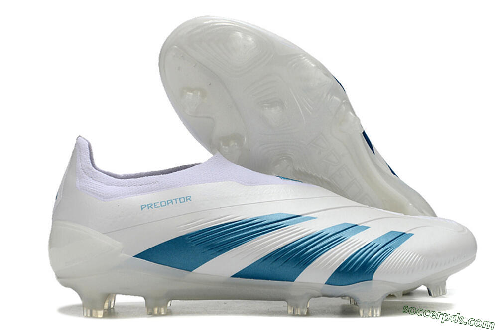 Adidas Predator Accuracy+ Laceless FG Low-Tops Football Boots - White/Blue 1