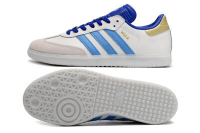 Adidas Samba Messi IC Low-Tops Football Shoes - Grey/White/Blue/Gold
