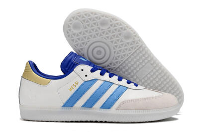 Adidas Samba Messi IC Low-Tops Football Shoes - Grey/White/Blue/Gold