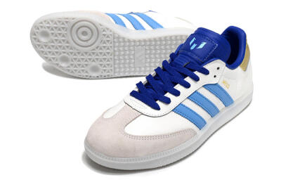 Adidas Samba Messi IC Low-Tops Football Shoes - Grey/White/Blue/Gold