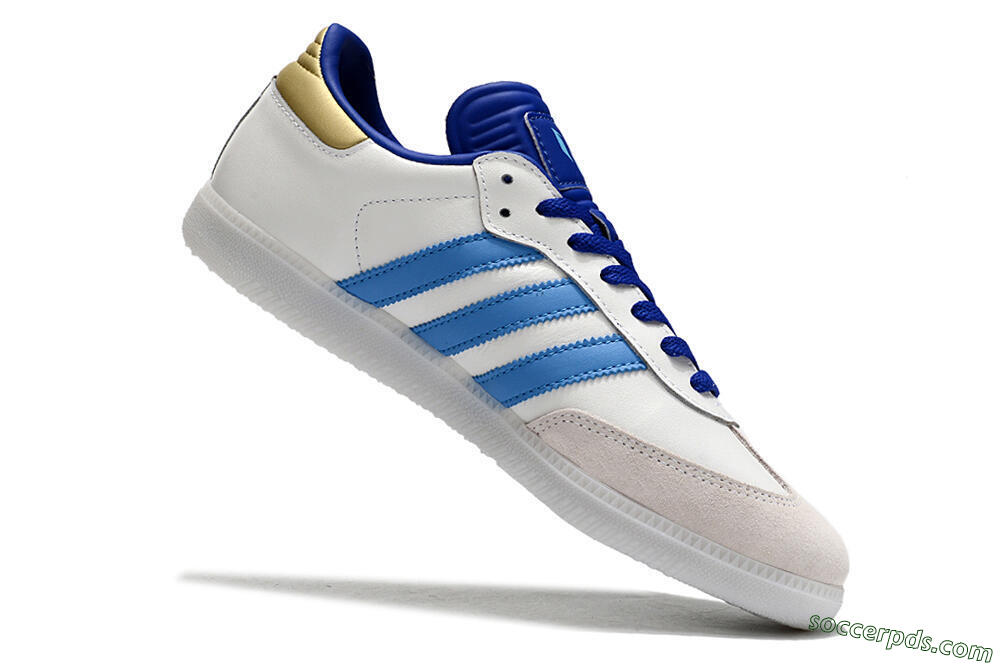 Adidas Samba Messi IC Low-Tops Football Shoes - Grey/White/Blue/Gold 4