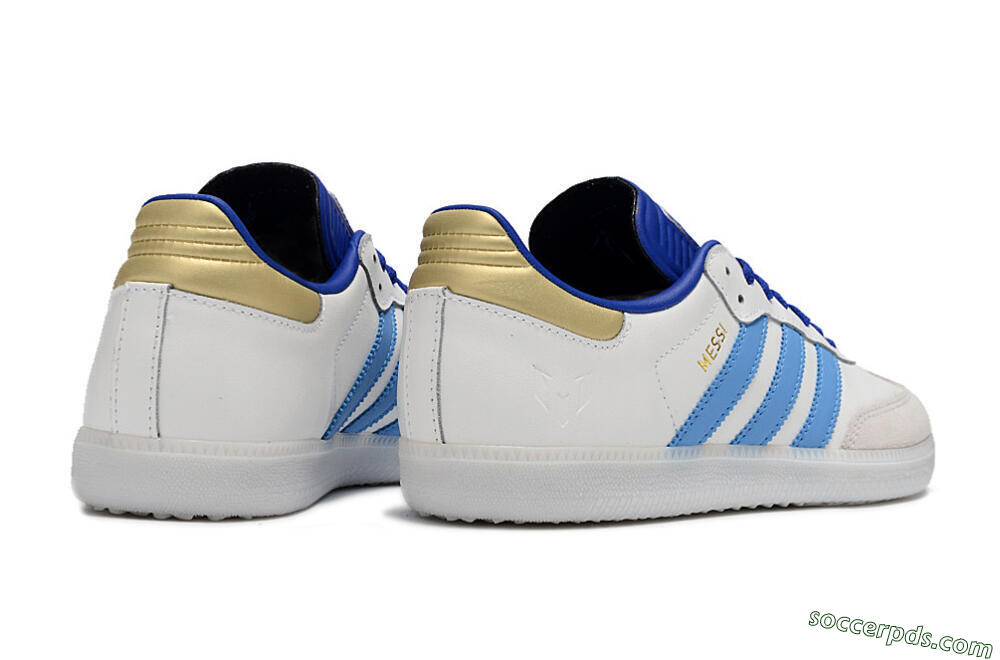 Adidas Samba Messi IC Low-Tops Football Shoes - Grey/White/Blue/Gold 6