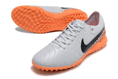 Nike Tiempo Legend 10 Pro TF Low-Tops Football Shoes - White/Black/Orange