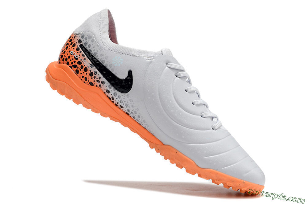 Nike Tiempo Legend 10 Pro TF Low-Tops Football Shoes - White/Black/Orange 4