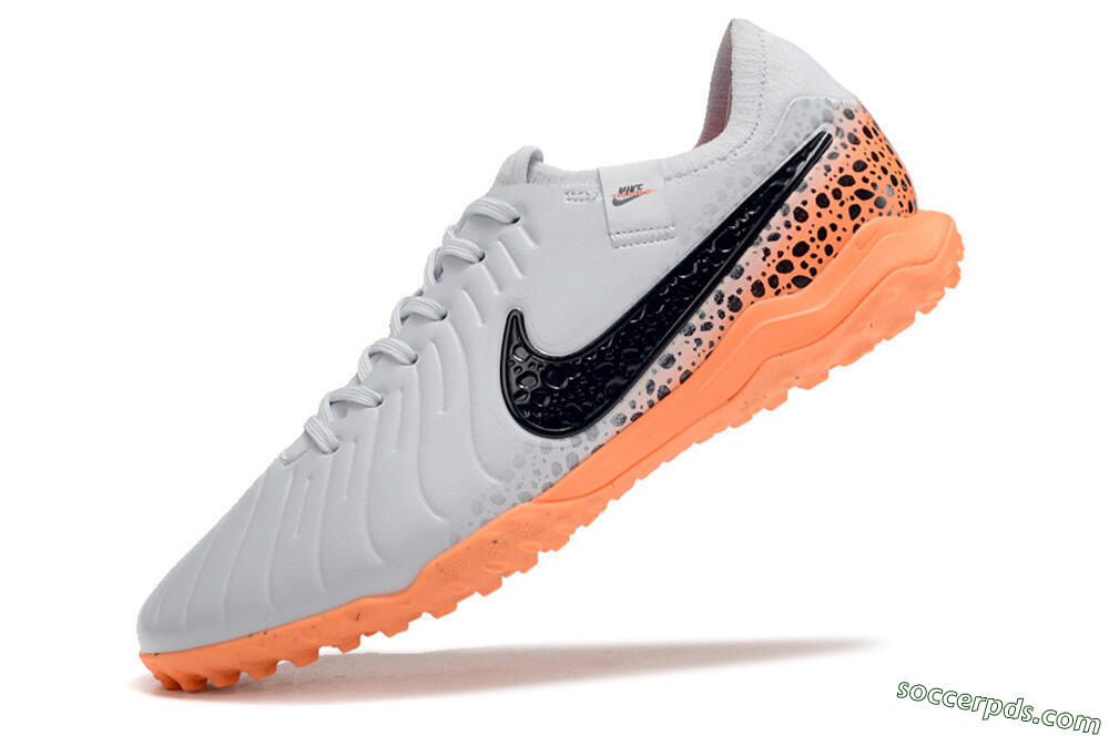 Nike Tiempo Legend 10 Pro TF Low-Tops Football Shoes - White/Black/Orange 5