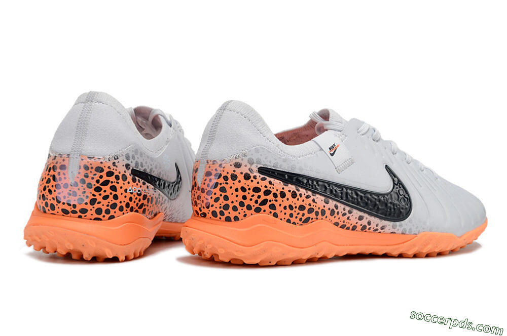 Nike Tiempo Legend 10 Pro TF Low-Tops Football Shoes - White/Black/Orange 6