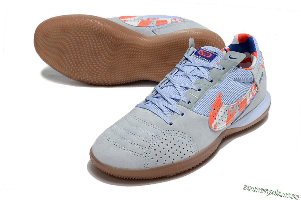 Nike Street Gato IC Low-Tops Football Shoes - Grey/Blue/Red/White 3
