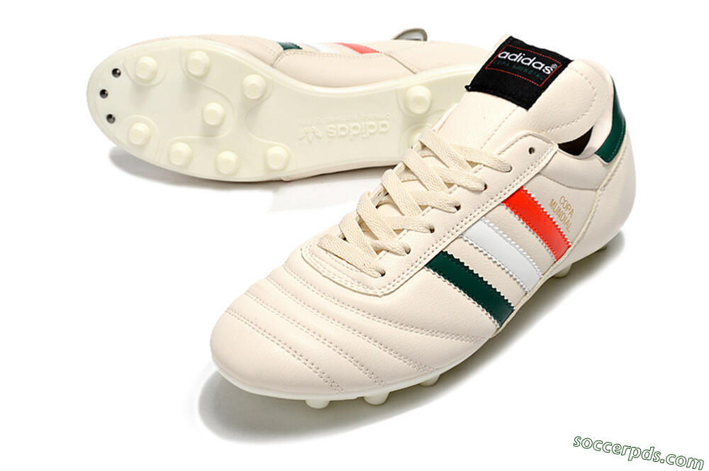 Adidas Copa Mundial FG Low-Tops Football Boots - Beige/Green/White/Red 3