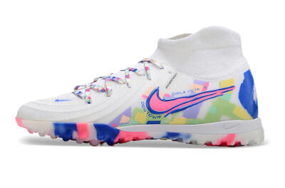 Nike Phantom Luna 2 Elite TF High-Tops Football Shoes - White/Pink/Blue