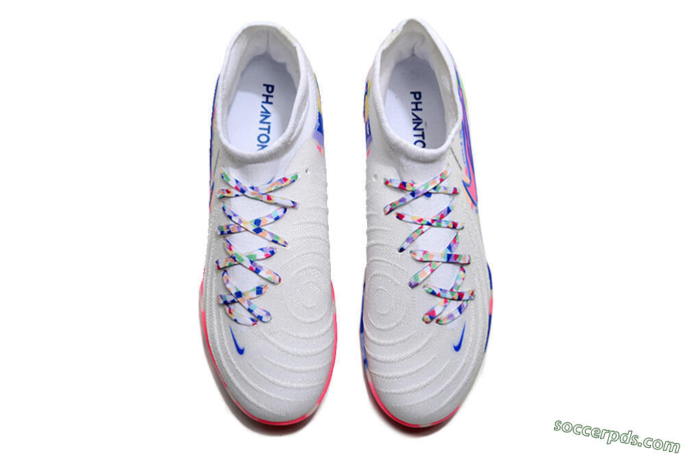 Nike Phantom Luna 2 Elite TF High-Tops Football Shoes - White/Pink/Blue 4
