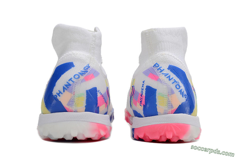 Nike Phantom Luna 2 Elite TF High-Tops Football Shoes - White/Pink/Blue 5