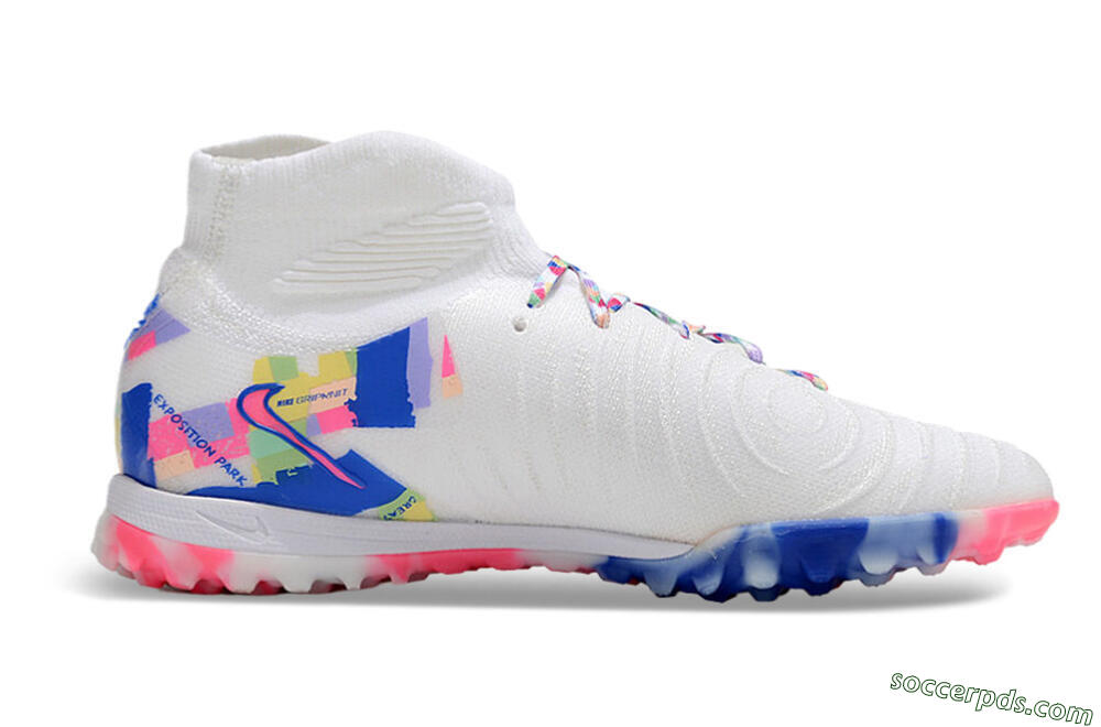 Nike Phantom Luna 2 Elite TF High-Tops Football Shoes - White/Pink/Blue 7