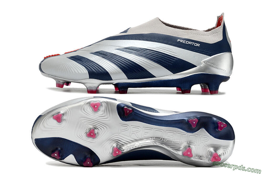 Adidas Predator Accuracy+ Laceless FG Low-Tops Football Boots - Silver/Blue/Red 0