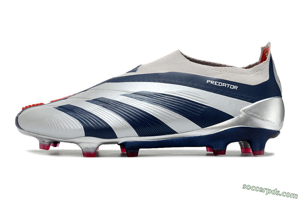 Adidas Predator Accuracy+ Laceless FG Low-Tops Football Boots - Silver/Blue/Red 2