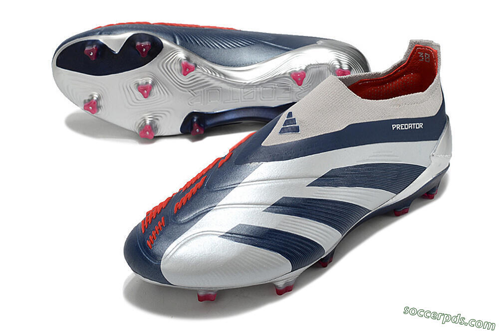 Adidas Predator Accuracy+ Laceless FG Low-Tops Football Boots - Silver/Blue/Red 3